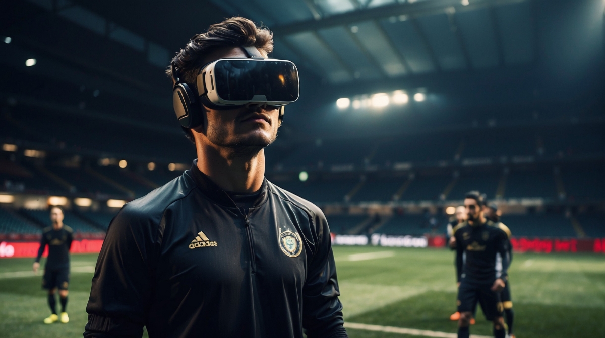 Image 2: Virtual reality training of a soccer player (AI-generated).