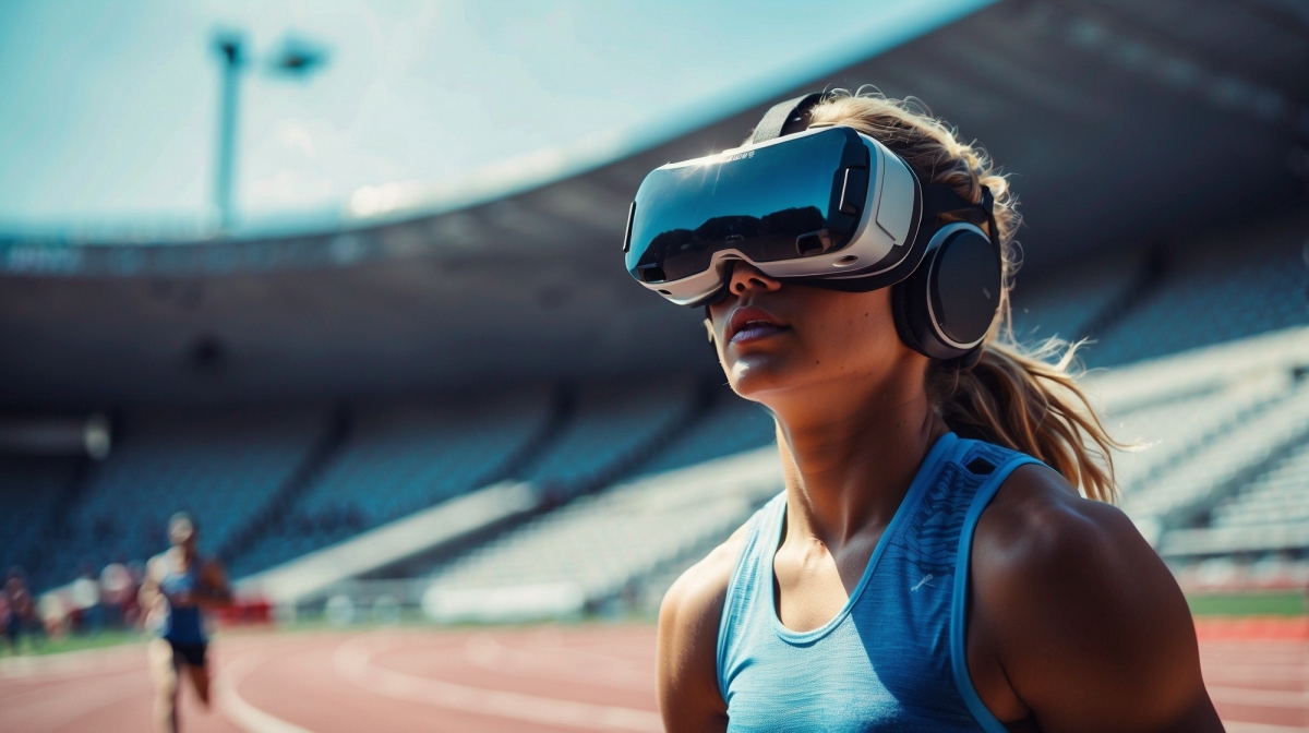 Image 4: Virtual reality training of a track and field athlete (AI-generated).
